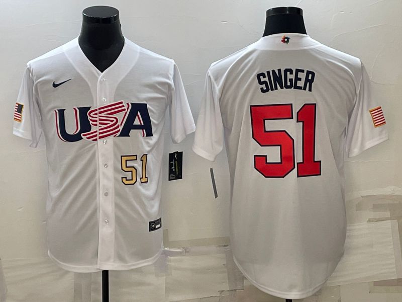 Men 2023 World Cub USA 51 Singer White Nike MLB Jersey3